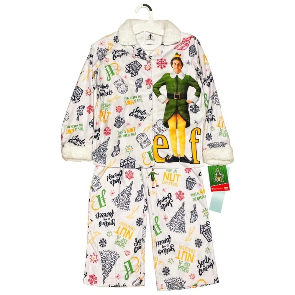 New AME Buddy the Elf Movie Festive Holiday Christmas Kids Medium Pajamas